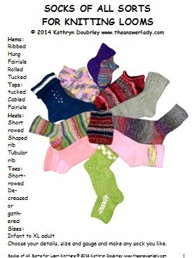 Loom Knit Sock Cheat Sheet - Loom knitting
